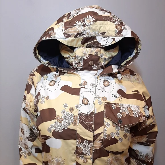 ❌SOLD❌ Camo Floral Hooded Ski Jacket Girls Youth Insulated Snowboarding Coat - Picture 2 of 15